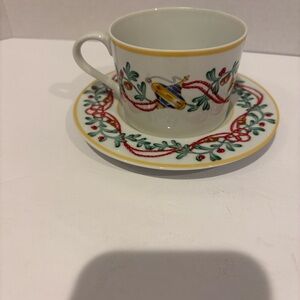 Block spal Portugal whimsy Christmas tea cup and Saucer like new